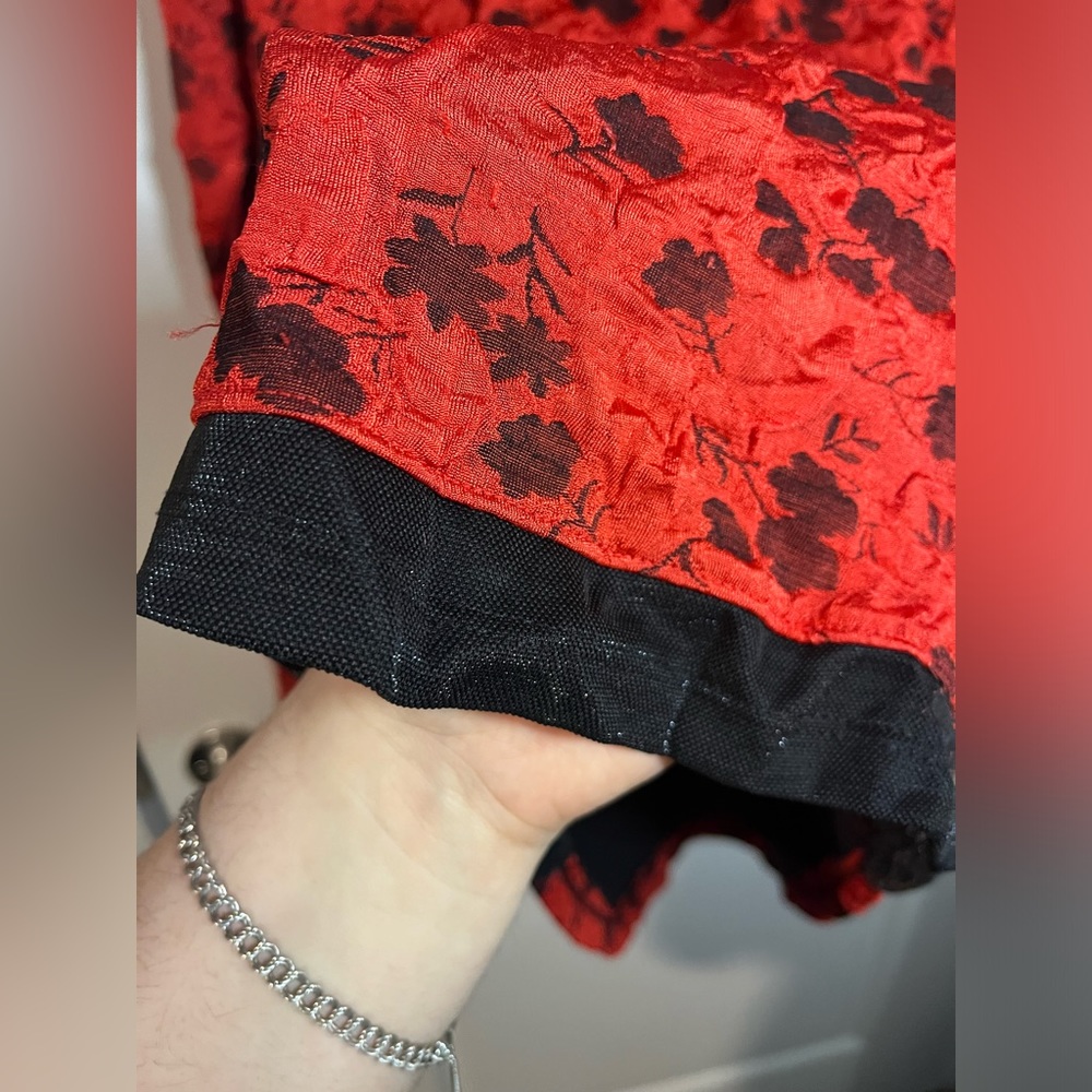 NWT Buccho Fallaci Plus Size Women’s Top Scrunch Rose Red/Black Long Sleeve 2XL - Picture 10 of 14